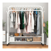 Imagen de Perchero Doble de Metal con doble estante inferior 125x58x154cm Blanco