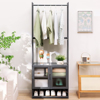Imagen de Perchero Bambu de Pie 52x31x170cm 3 Estantes Gris