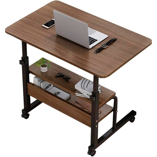 Imagen de Escritorio Portátil Auxiliar Altura ajustable Metal y Madera con Ruedas