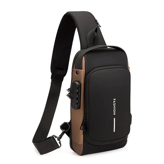 Imagen de Mochila cruzada morral Antirobo Impermeable USB Candado combinación