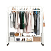 Imagen de Perchero Doble de Metal con doble estante inferior 125x58x154cm Blanco