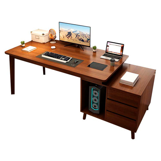 Imagen de Escritorio Nórdico Madera 148x60x75cm 3 Cajones 1 Estante