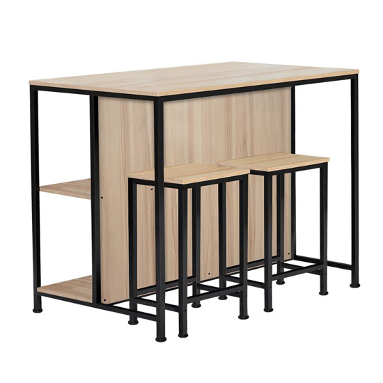 Imagen de Isla De Cocina Madera y Hierro 2 Butacas Mövi