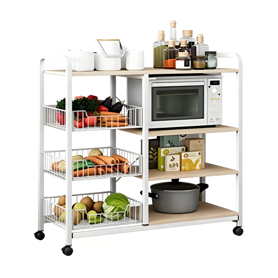 Imagen de Organizador Cocina con Ruedas 3 Canastos 4 Estantes 80 cm Mövi